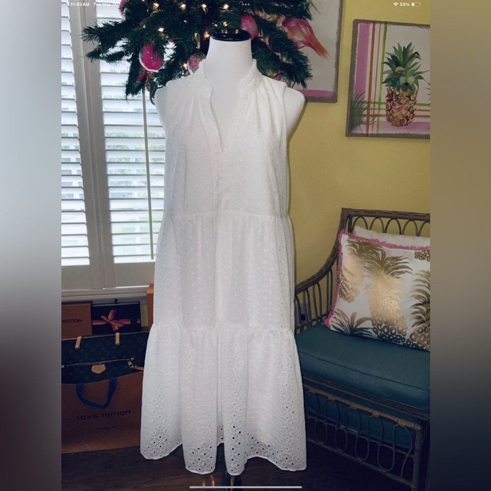 Lilly Pulitzer NWT Novella Dress White Mini Medallion Eyelet Size S,M - Picture 9 of 12